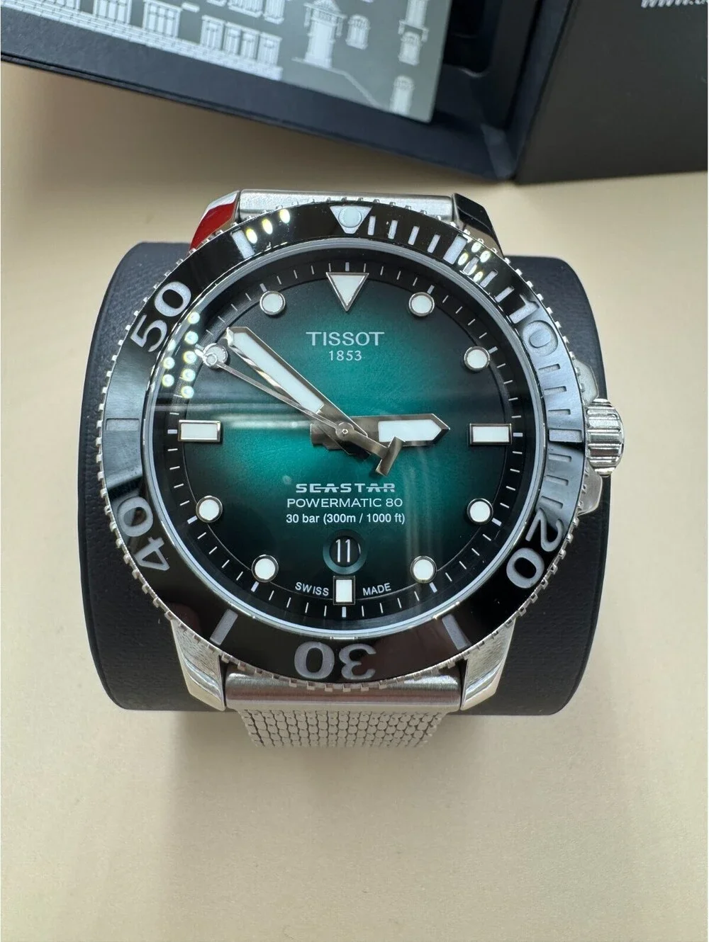 Tissot Seastar 1000 Powermatic 80 Green Dial 43MM Men's Watch T120.407.11 Box VG